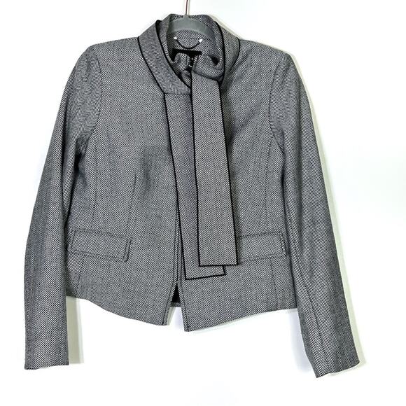 Banana Republic Herringbone Blazer w Sash Wool Blend Crop Size 6 EUC - Picture 1 of 9